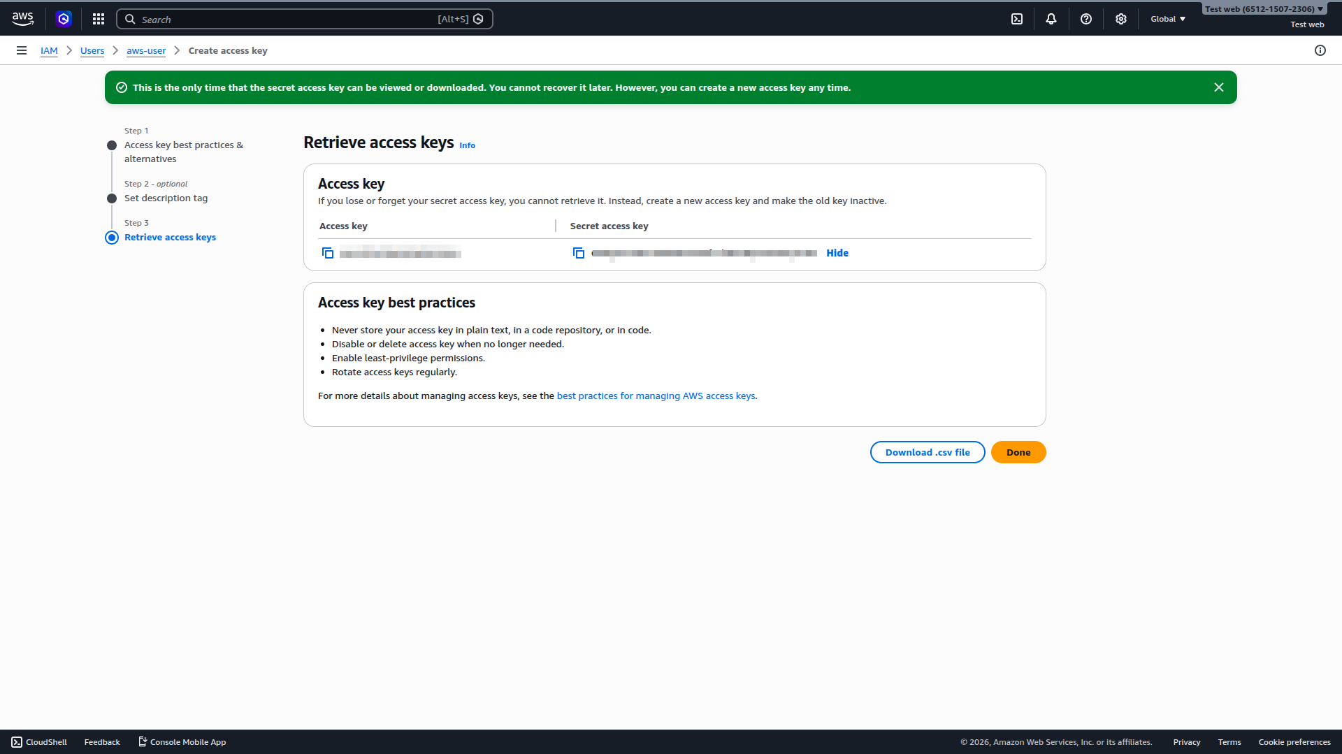 Retrieve Access Keys