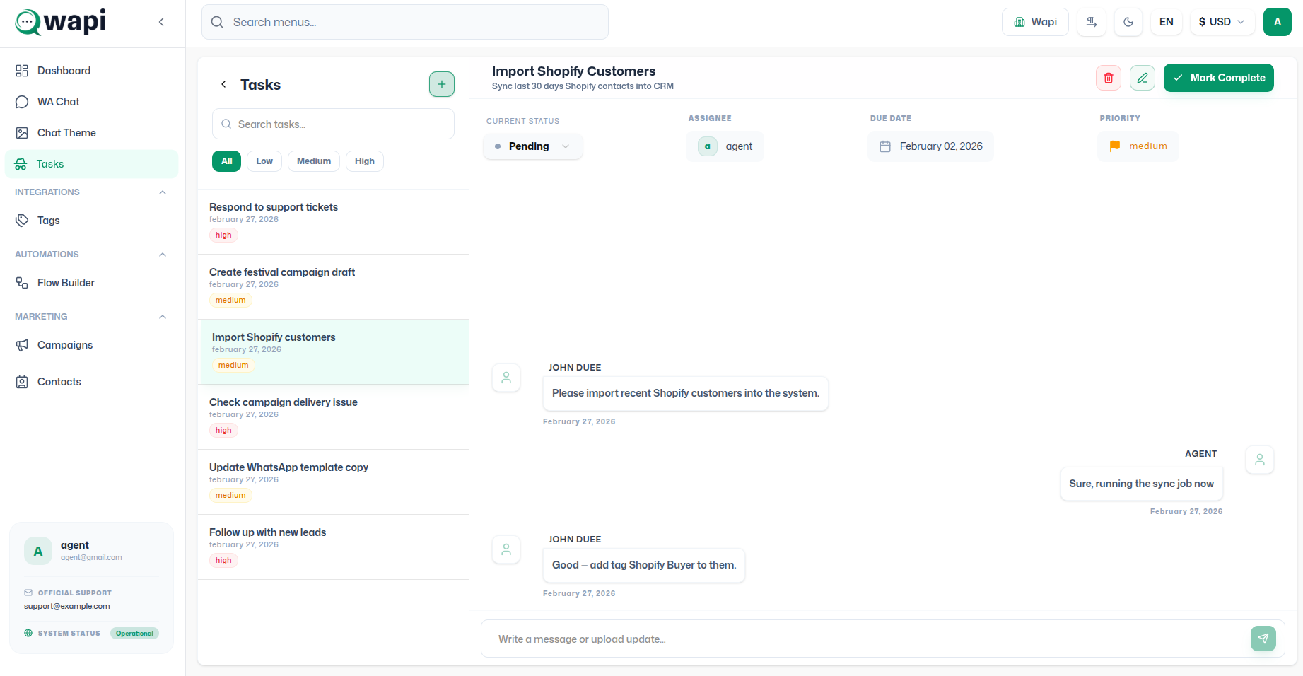 Agent Dashboard Overview