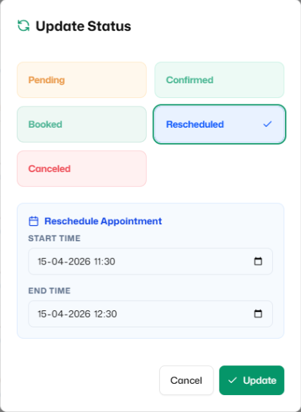 Update Status Modal