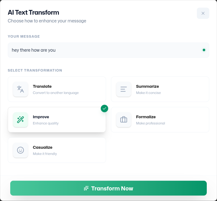 AI Text Transform Dialog