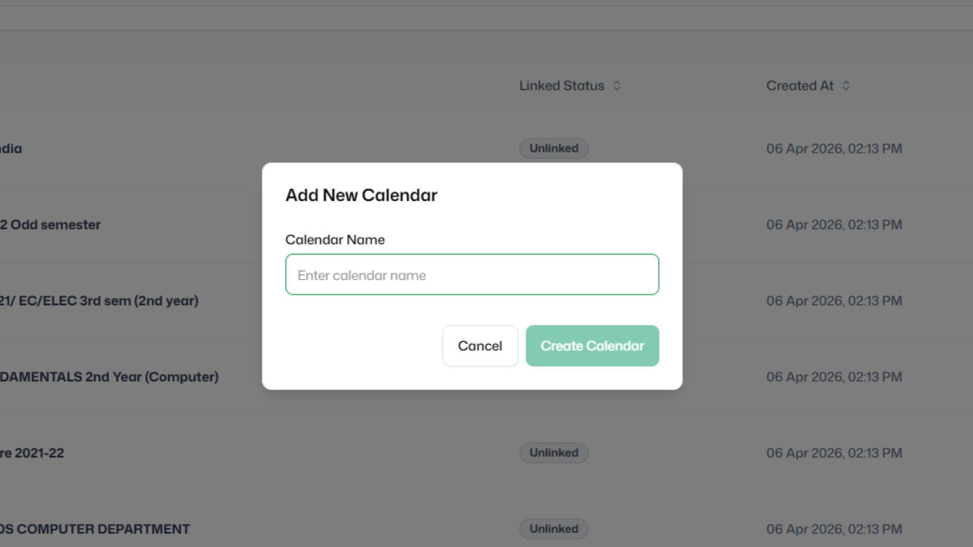 Google Calendars List