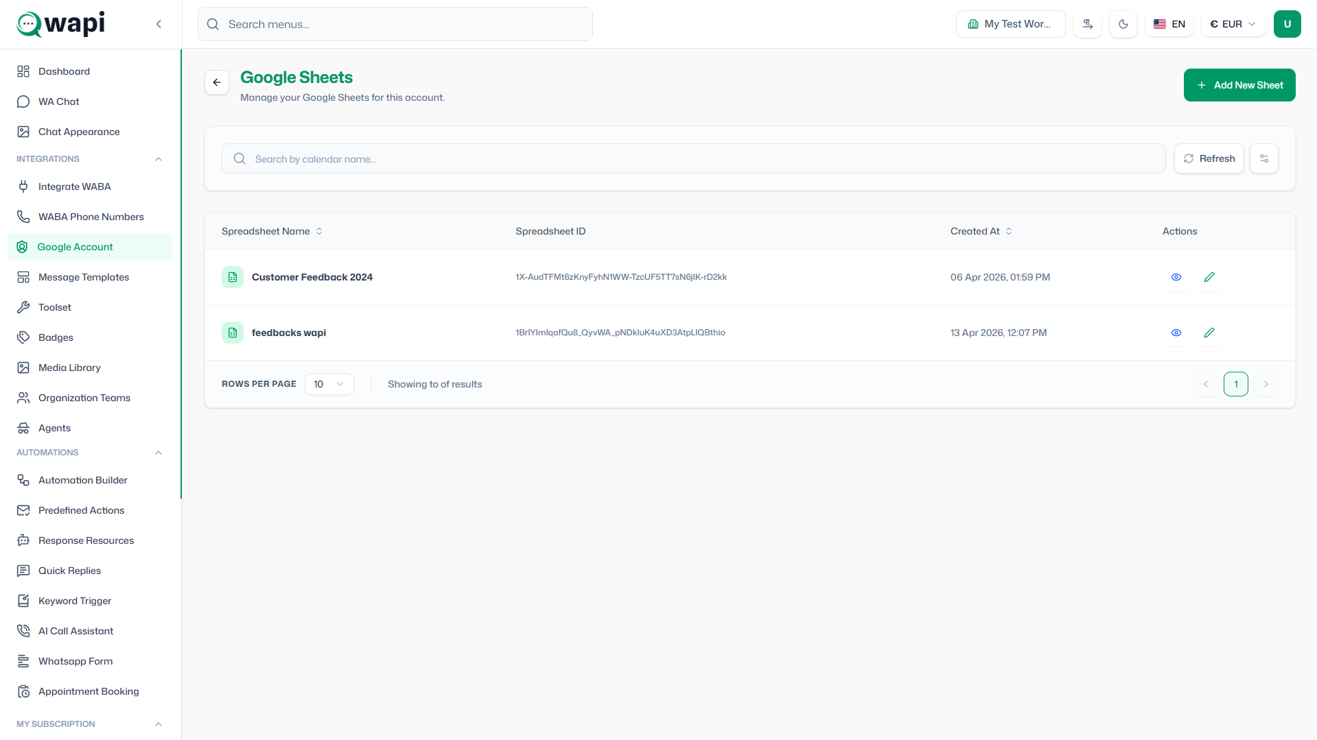 Google Sheets Management