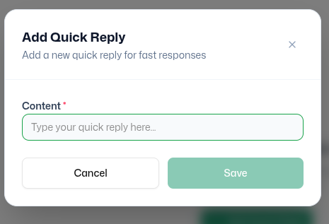 Add Quick Reply Modal