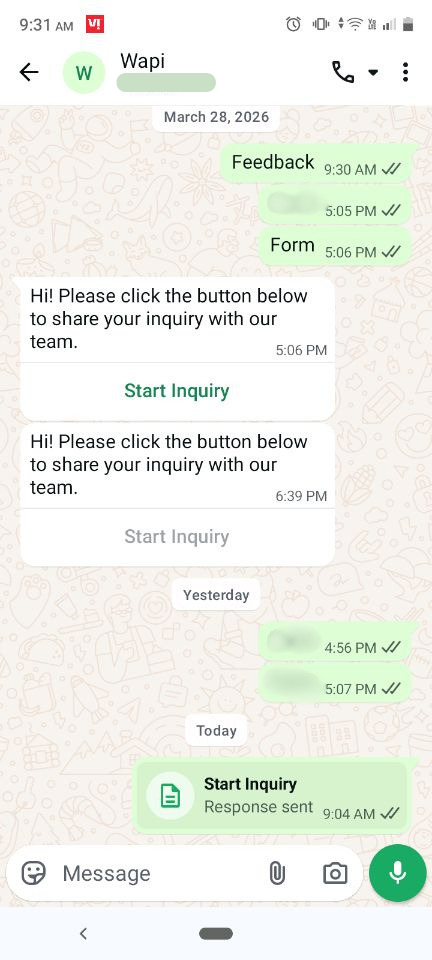WhatsApp Interaction Example